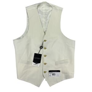 Lauren Ralph Lauren Mens Hitchcock Wool Classic Fit Suit Vest Off White M